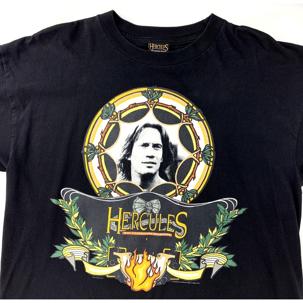 Vintage Hercules Shirt Mens XL Black The Legendary Journeys TV Show Movie 1997